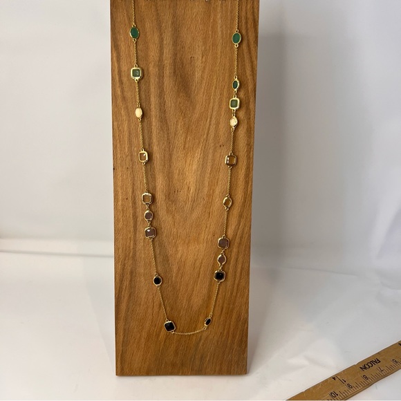 Kate Spade beautiful gold mixed stone long statement necklace - Picture 2 of 6